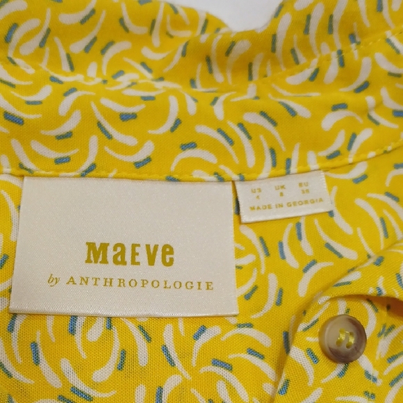 Maeve By Anthropology Lemon Button-Down Shirt Sz4 Gentle Used - Picture 3 of 8